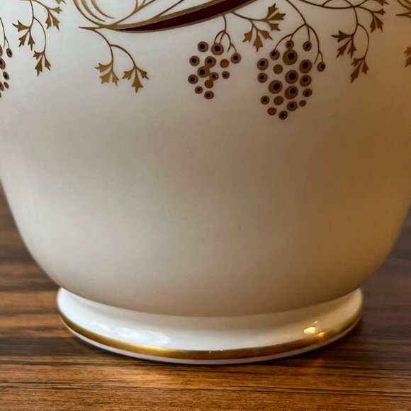 COALPORT Burgundy Pattern Creamer Cream Pitcher White Gold Grapes Vines England - Picture 10 of 14
